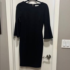 Calvin Klein Elegant Black Flared Sleeve Dress